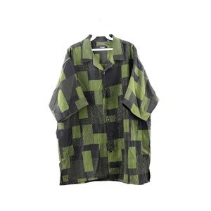 90s Streetwear Plaid Patchwork Button Shirt